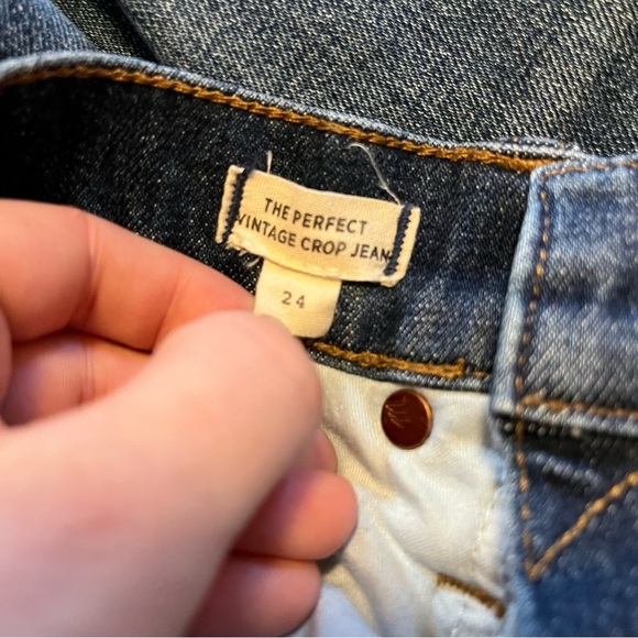 Madewell The Perfect Vintage Crop Jean Exposed Button Fly Blue Denim High Rise - Picture 7 of 10